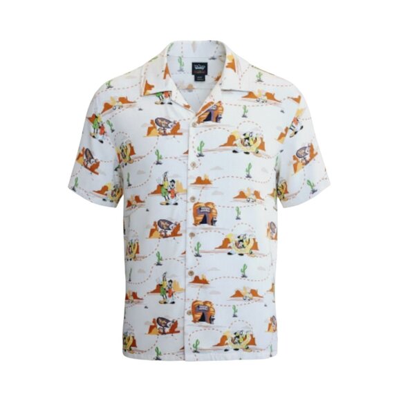 Disney Goofy Movie Road Trip Goofy & Max Allover Print Unisex Button-Up Size XS - Picture 1 of 9